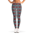 Red And Teal Southwestern Pattern Print Women's Leggings