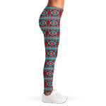 Red And Teal Southwestern Pattern Print Women's Leggings