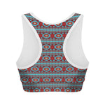Red And Teal Southwestern Pattern Print Women's Sports Bra