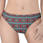 Red And Teal Southwestern Pattern Print Women's Thong