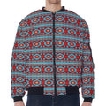 Red And Teal Southwestern Pattern Print Zip Sleeve Bomber Jacket