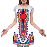 Red And White African Dashiki Print Adjustable Apron