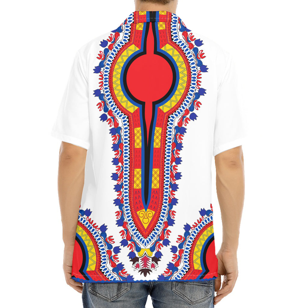 Red And White African Dashiki Print Aloha Shirt