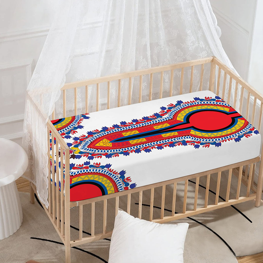 Red And White African Dashiki Print Baby Crib Sheet