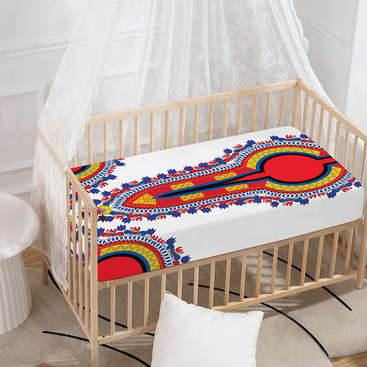 Red And White African Dashiki Print Baby Crib Sheet