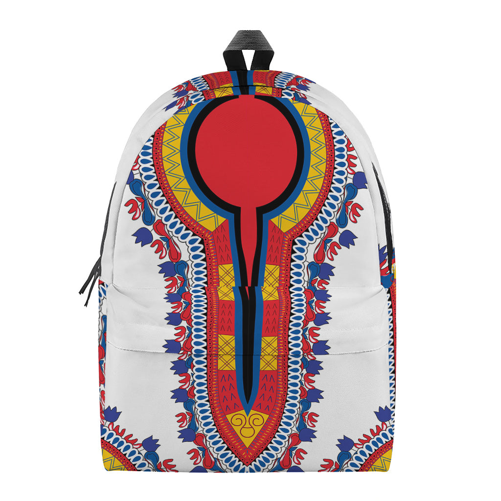 Red And White African Dashiki Print Backpack