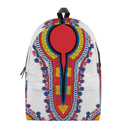 Red And White African Dashiki Print Backpack