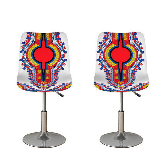 Red And White African Dashiki Print Bar Stool Covers