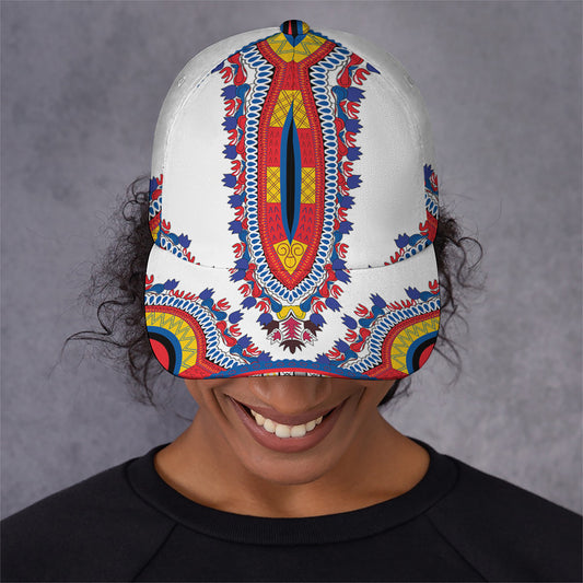 Red And White African Dashiki Print Baseball Cap