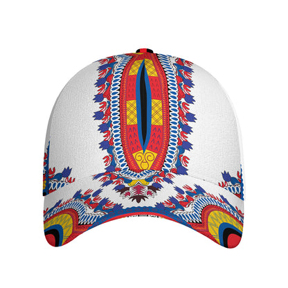 Red And White African Dashiki Print Baseball Cap