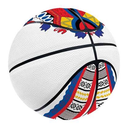 Red And White African Dashiki Print Basketball