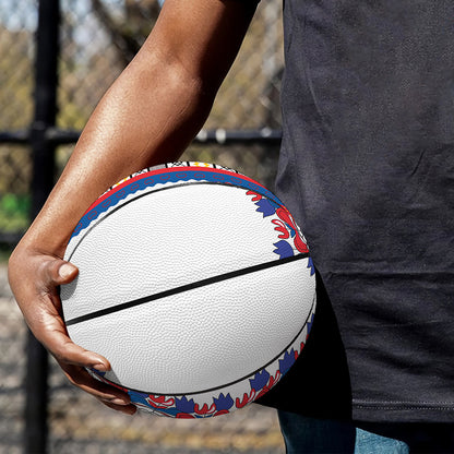 Red And White African Dashiki Print Basketball