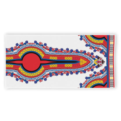 Red And White African Dashiki Print Beach Towel