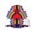 Red And White African Dashiki Print Beanie