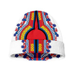 Red And White African Dashiki Print Beanie
