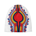 Red And White African Dashiki Print Beanie