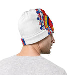 Red And White African Dashiki Print Beanie