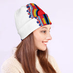 Red And White African Dashiki Print Beanie