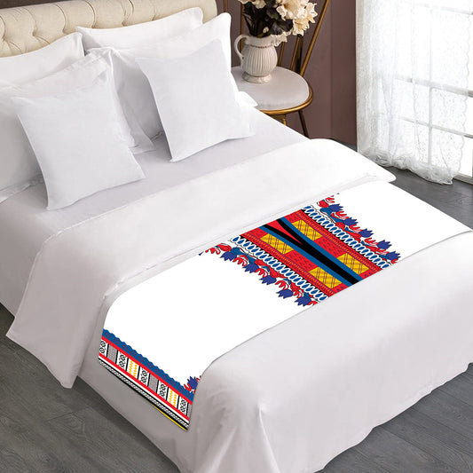 Red And White African Dashiki Print Bed Runner