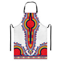 Red And White African Dashiki Print Bib Apron With Pocket