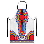 Red And White African Dashiki Print Bib Apron With Pocket