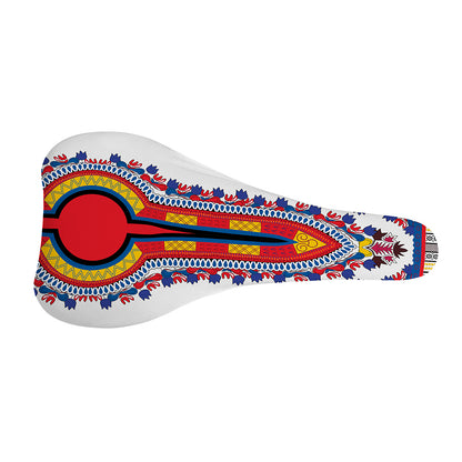 Red And White African Dashiki Print Bicycle Seat Cover
