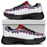 Red And White African Dashiki Print Black Chunky Shoes