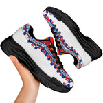 Red And White African Dashiki Print Black Chunky Shoes