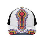 Red And White African Dashiki Print Black Mesh Trucker Cap