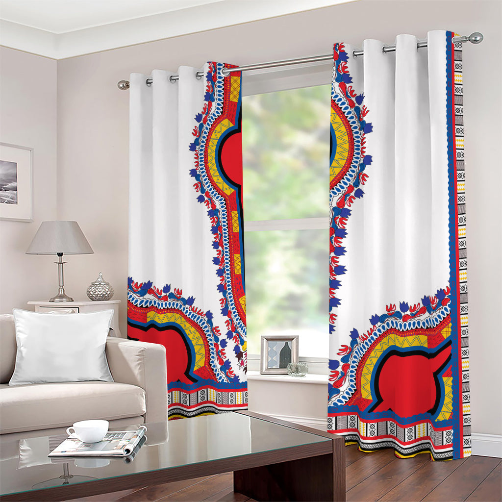 Red And White African Dashiki Print Blackout Grommet Curtains