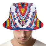 Red And White African Dashiki Print Bucket Hat