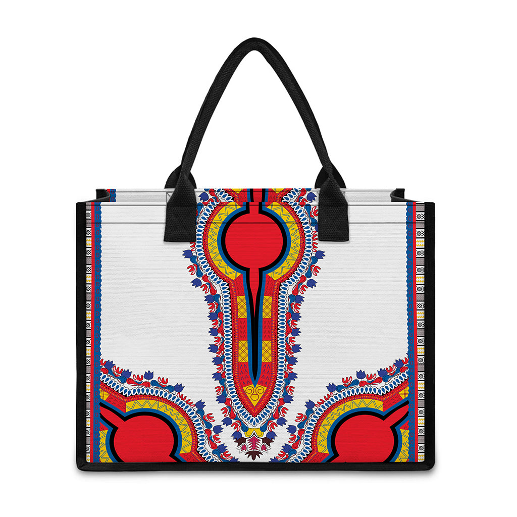 Red And White African Dashiki Print Canvas Tote Bag