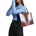 Red And White African Dashiki Print Canvas Tote Bag