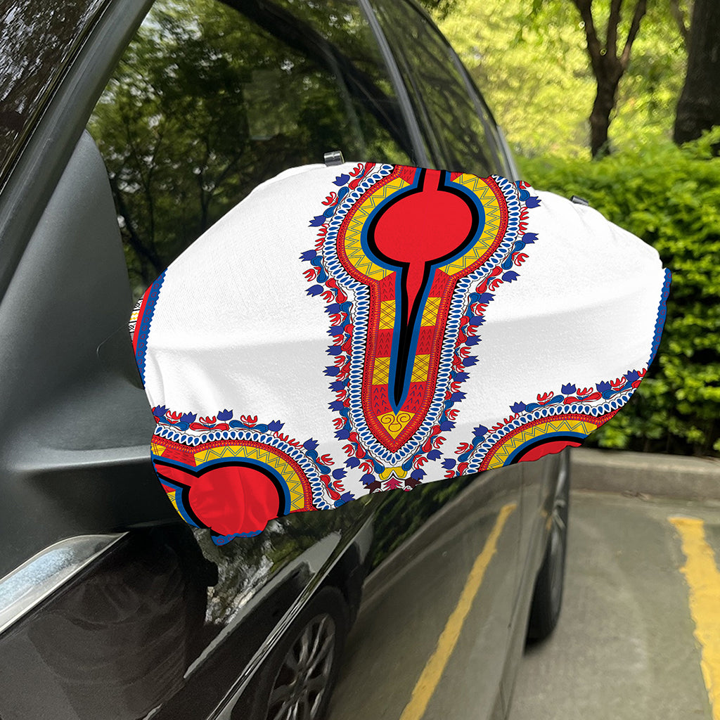 Red And White African Dashiki Print Car Side Mirror Covers
