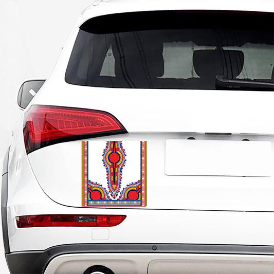 Red And White African Dashiki Print Car Sticker