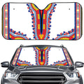 Red And White African Dashiki Print Car Windshield Sun Shade