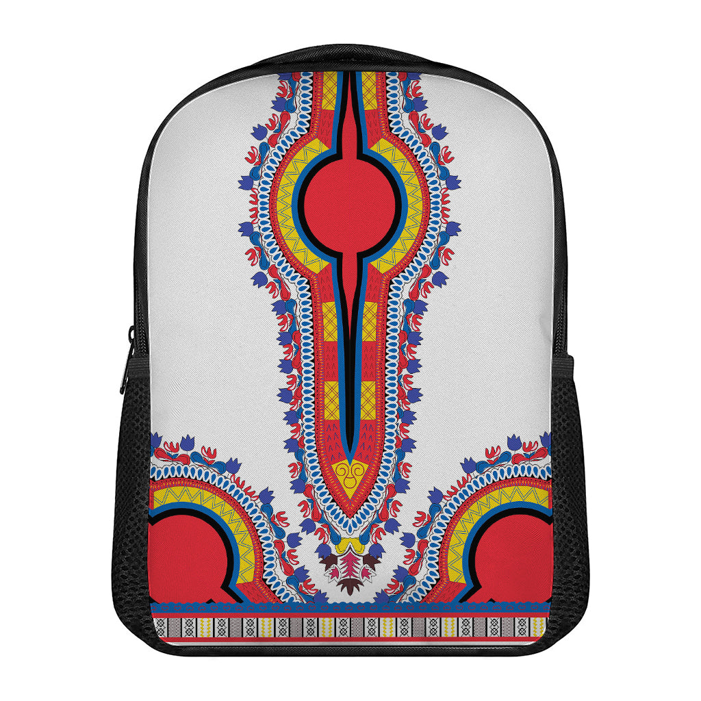 Red And White African Dashiki Print Casual Backpack