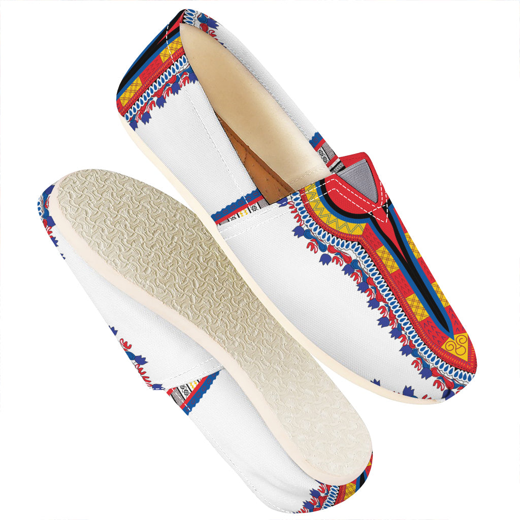 Red And White African Dashiki Print Casual Shoes