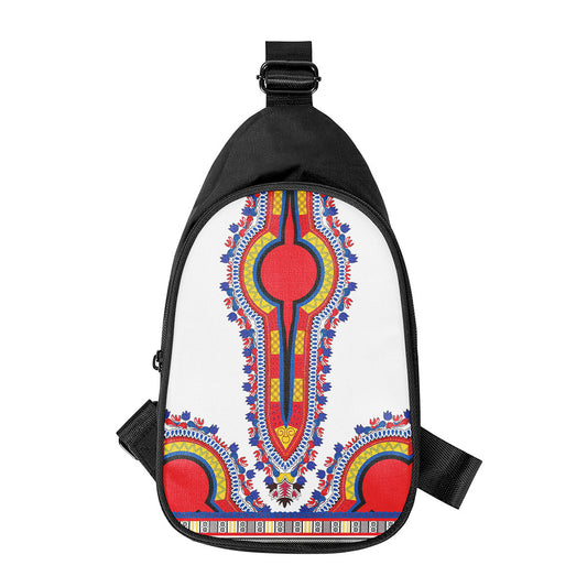 Red And White African Dashiki Print Chest Bag