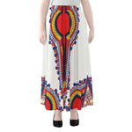 Red And White African Dashiki Print Chiffon Maxi Skirt