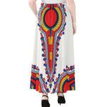 Red And White African Dashiki Print Chiffon Maxi Skirt