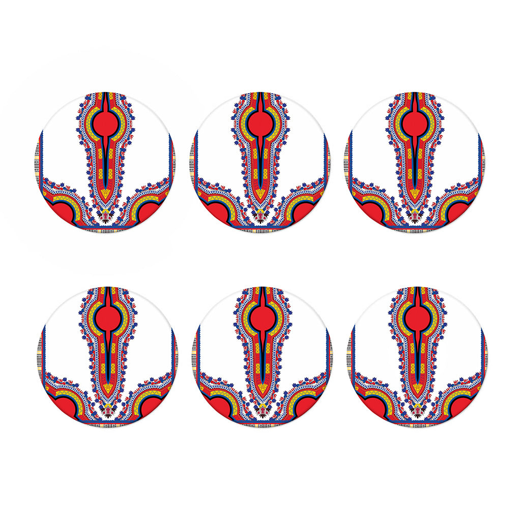 Red And White African Dashiki Print Coaster Set