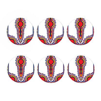 Red And White African Dashiki Print Coaster Set