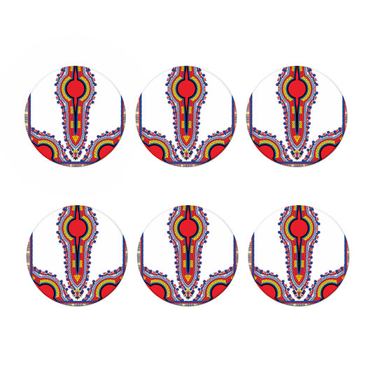 Red And White African Dashiki Print Coaster Set