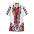 Red And White African Dashiki Print Cotton Hawaiian Shirt