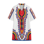Red And White African Dashiki Print Cotton Hawaiian Shirt