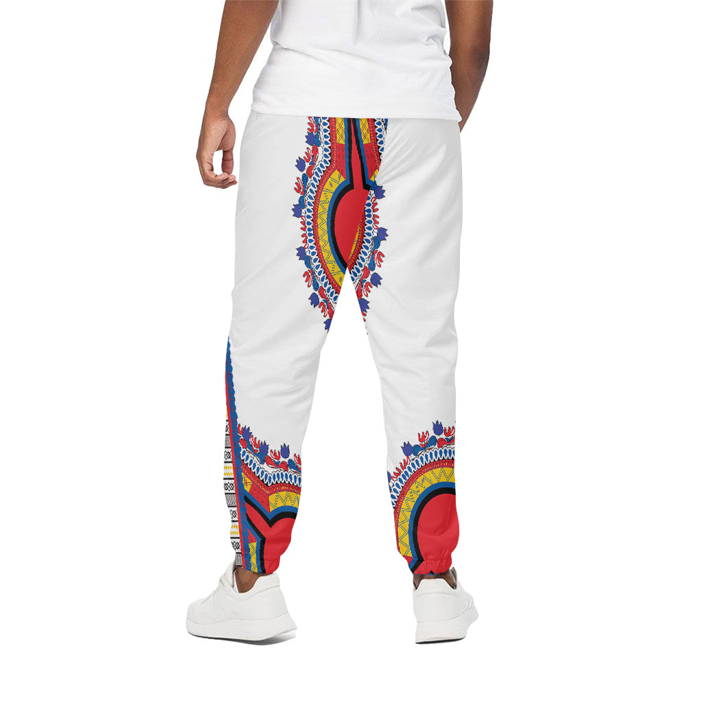 Red And White African Dashiki Print Cotton Pants