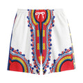 Red And White African Dashiki Print Cotton Shorts