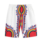 Red And White African Dashiki Print Cotton Shorts