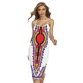 Red And White African Dashiki Print Cross Back Cami Dress